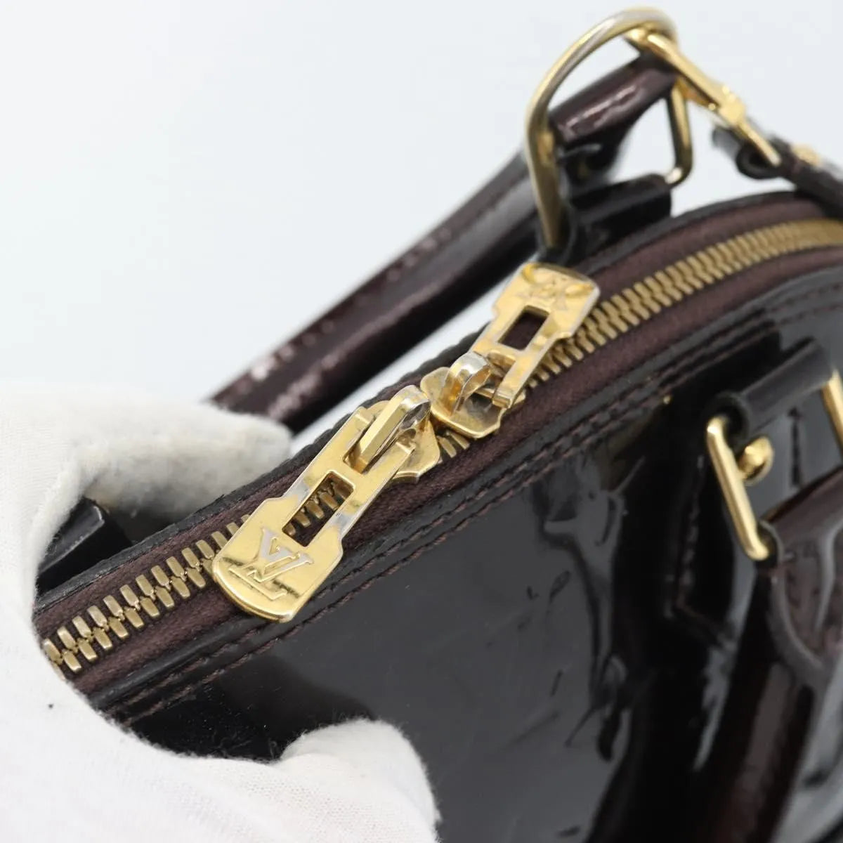 Louis Vuitton Alma Patent Leather, Brown, Patent Leather, Handbag