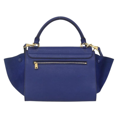 Celine Trapeze Leather, Blue, Leather, Handbag
