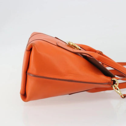 Salvatore Ferragamo Sookie Satchel Leather, Orange, Leather, Handbag