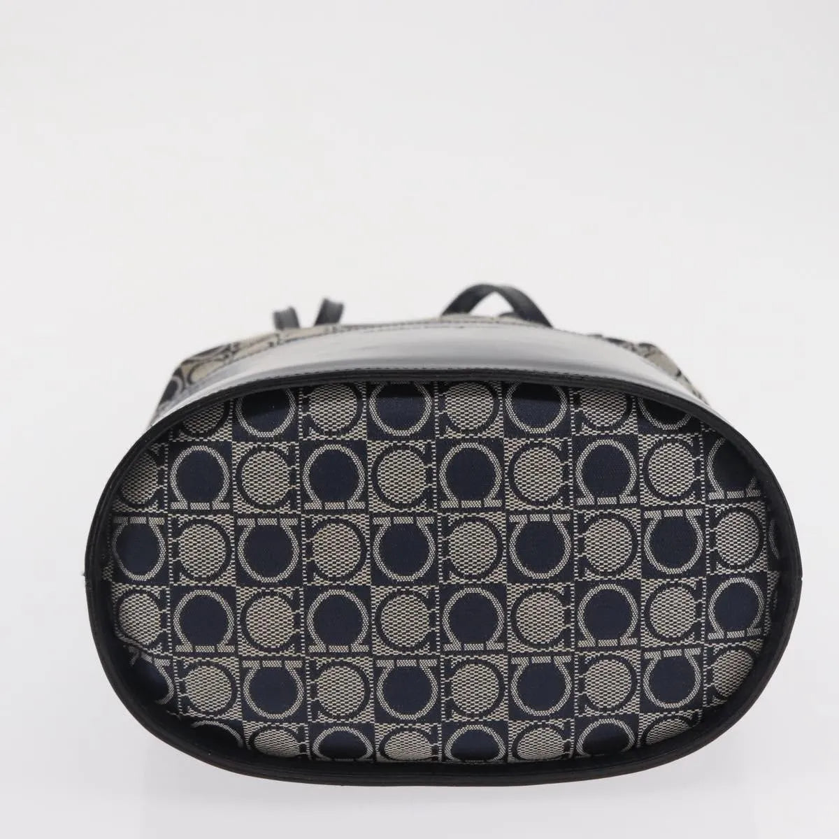 Salvatore Ferragamo Gancini Canvas and leather, Navy, Canvas, Shoulder Bag