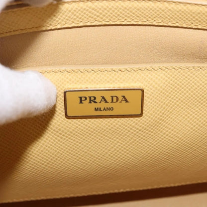 Prada Cuir Frame Double Zip Tote Saffiano Leather, Yellow, Leather, Tote Bag