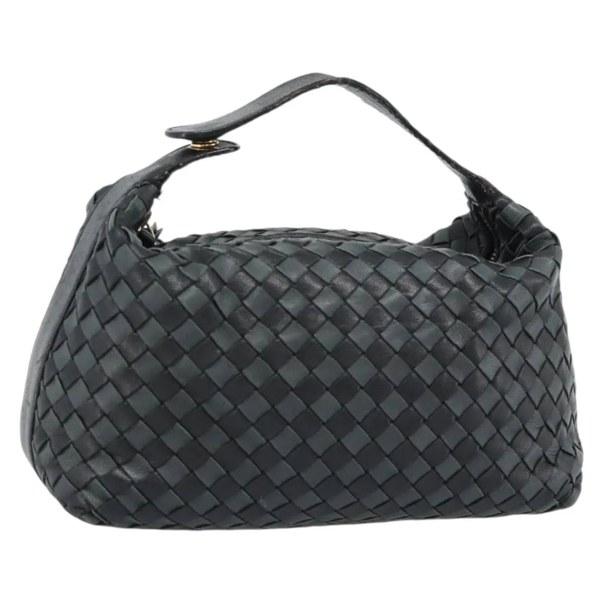 Bottega Veneta Handle Pouch Intrecciato Nappa, Black, Leather, Clutch