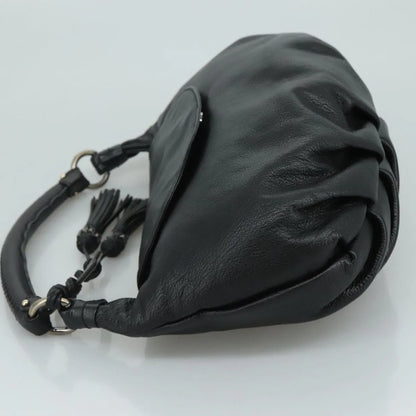 Salvatore Ferragamo Gancini Leather, Black, Leather, Handbag