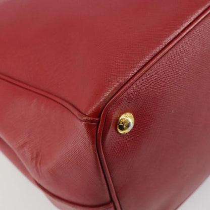 Prada Double Zip Lux Tote Saffiano Leather, Red, Leather, Handbag
