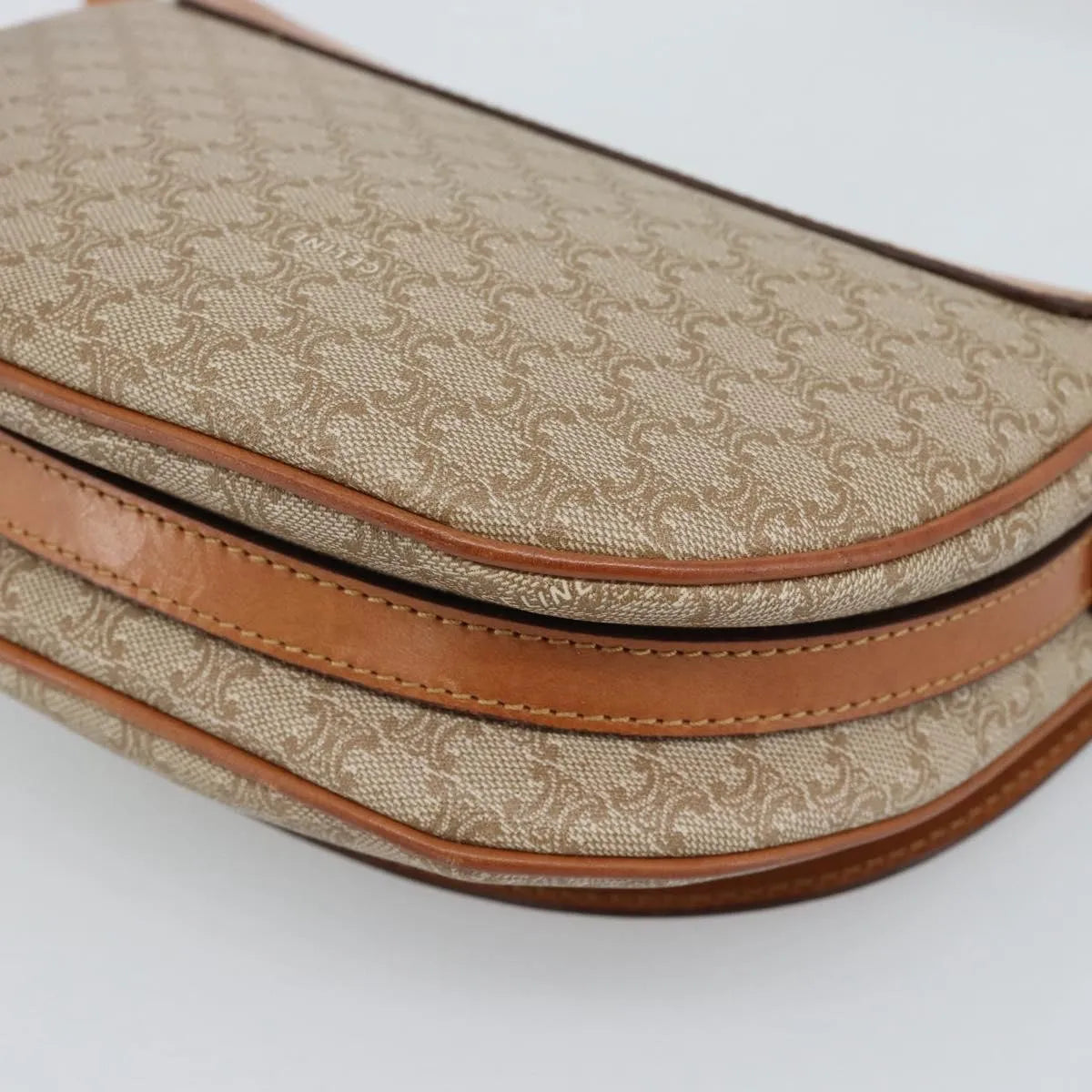 Celine Vintage Macadam Canvas and Leather, Beige, Canvas, Shoulder Bag