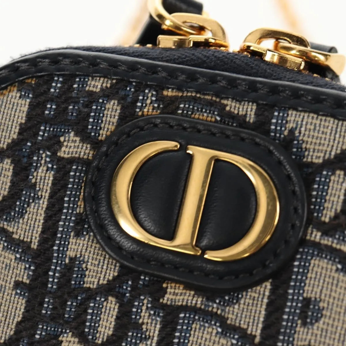 Christian Dior 30 Montaigne Phone Holder on Chain Oblique Canvas, Navy, Canvas, Clutch