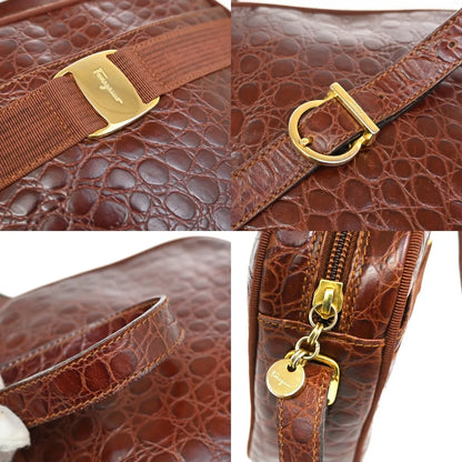 Salvatore Ferragamo Vala Leather, Brown, Leather, Shoulder Bag