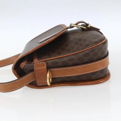 Celine Vintage Macadam Canvas and Leather, Brown, Canvas, Shoulder Bag
