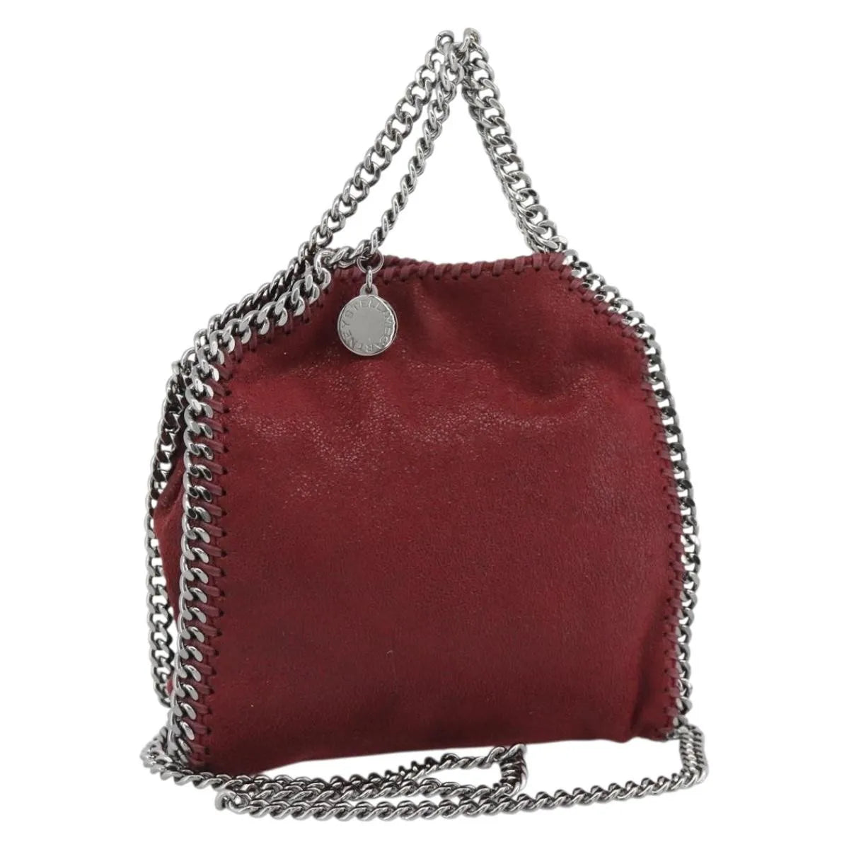 Stella McCartney Falabella Fold Over Clutch Faux Leather, Burgundy, Polyester, Crossbody Bag