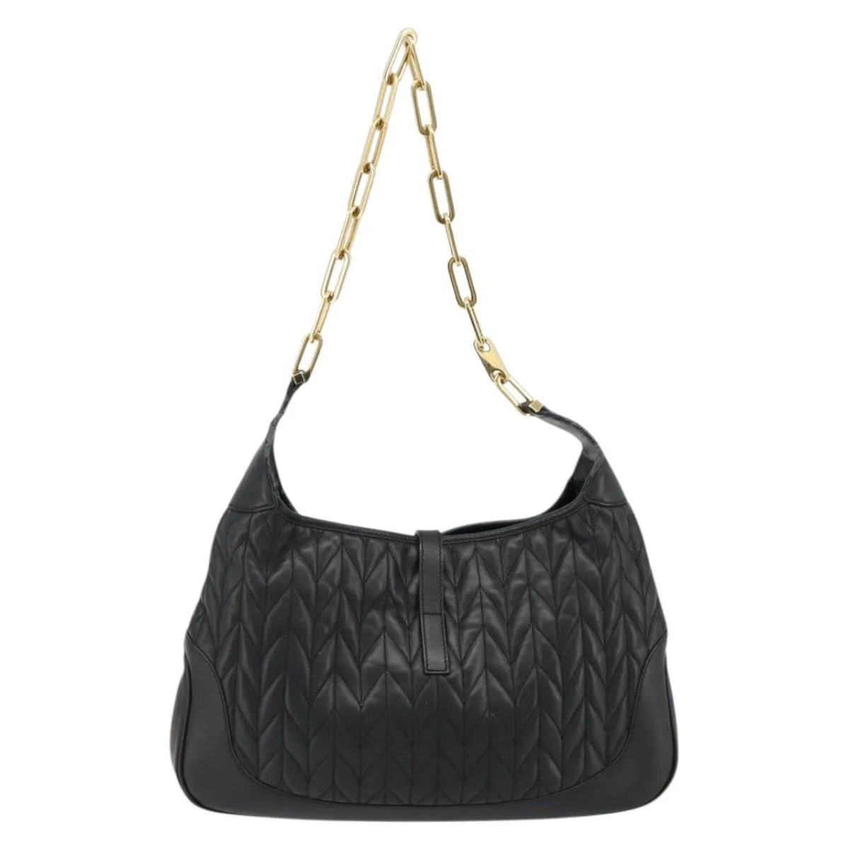 Gucci Vintage Jackie Shoulder Canvas and Leather, Black, Leather, Handbag
