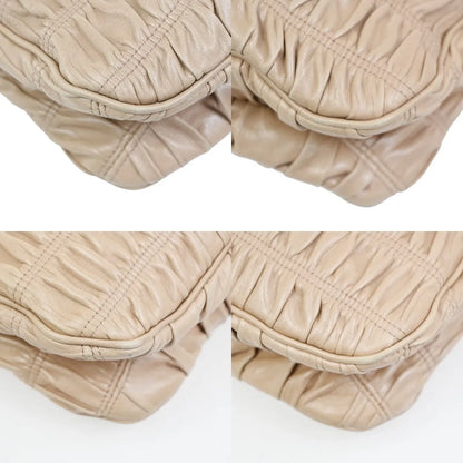 Prada Turnlock Nappa Gaufre, Beige, Leather, Shoulder Bag