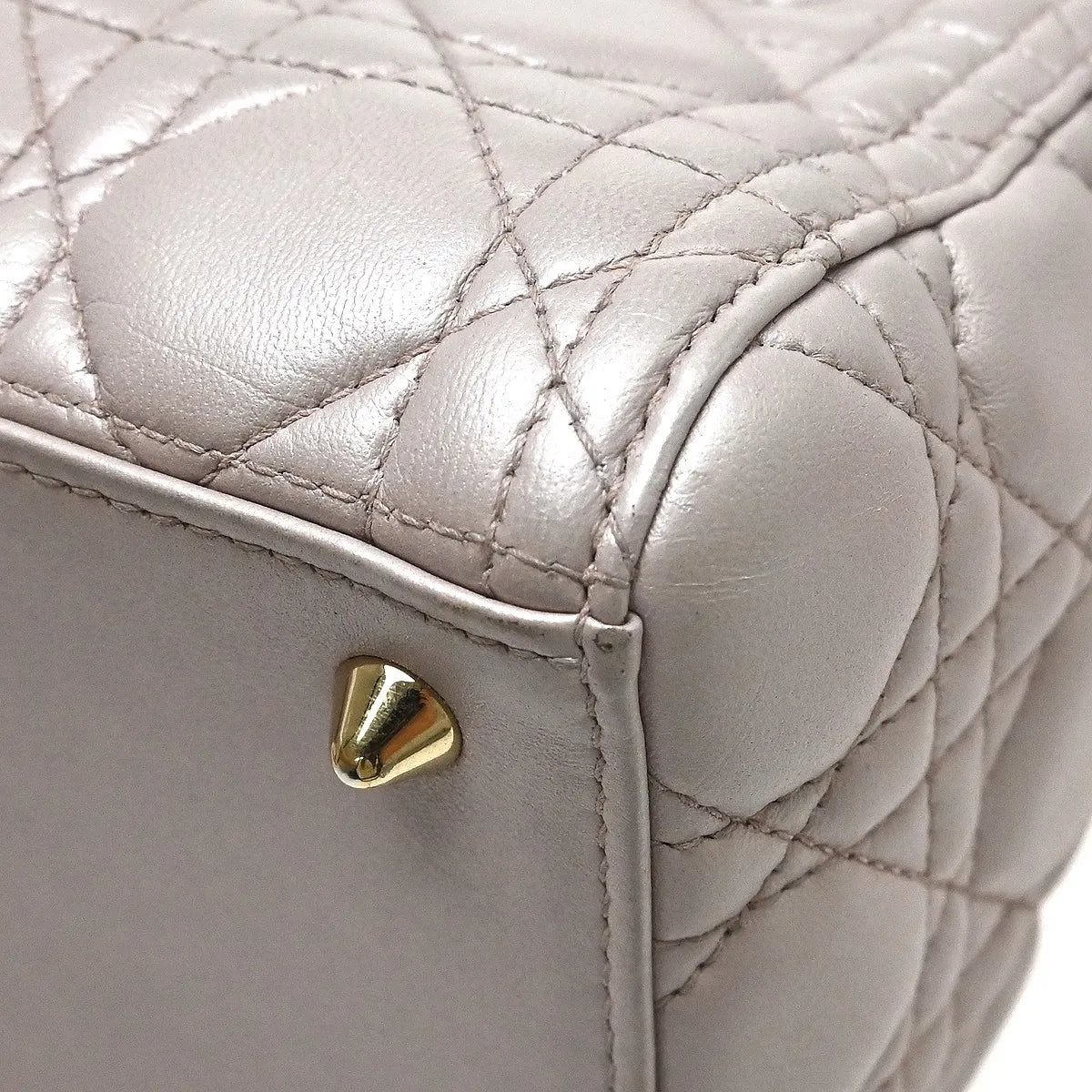 Christian Dior Lady Dior Cannage Quilt Lambskin, Pink, Leather, Handbag