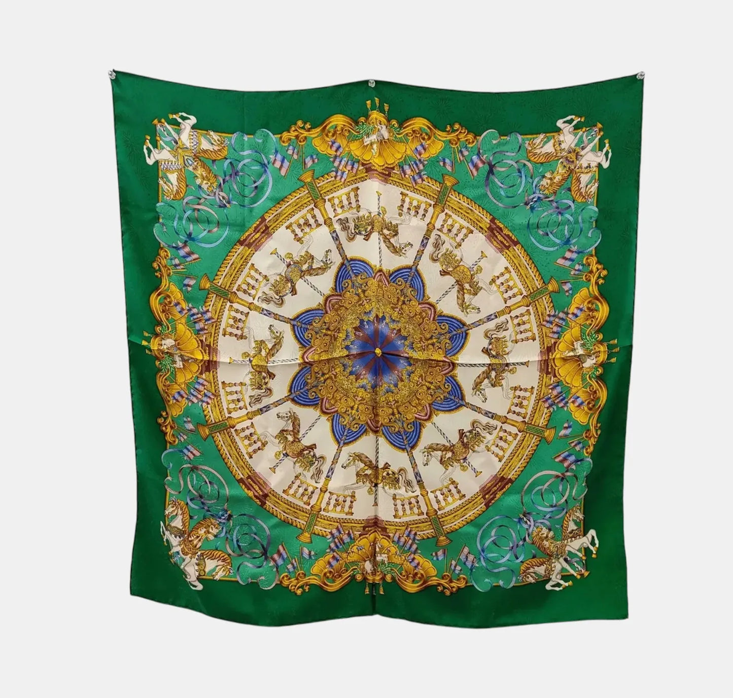 Hermes Carré 90 Silk multicolor, Green, Silk, Scarf