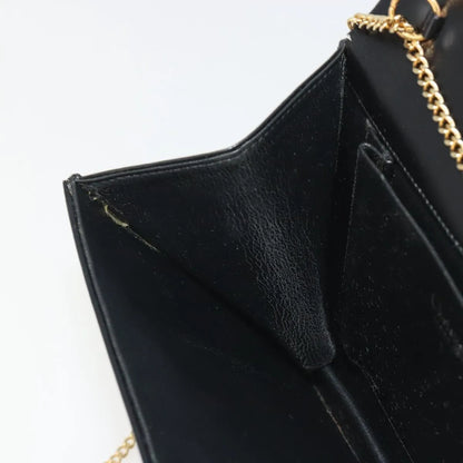 Christian Dior Vintage Clipper closure clutch with logo leather, Black, Leather, Crossbody Bag