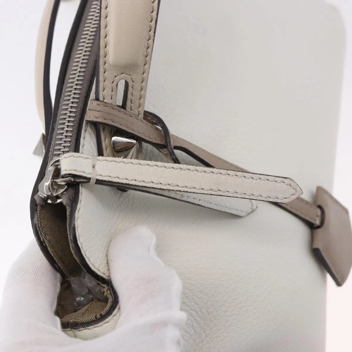 Fendi By The Way Satchel M, White, Leather, Crossbody Bag