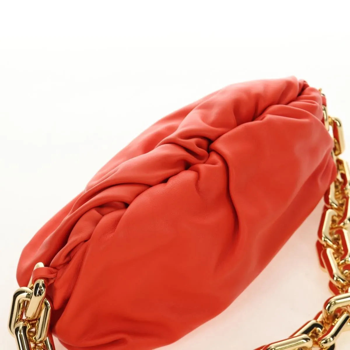 Bottega Veneta The Chain Leather, Orange, Leather, Shoulder Bag