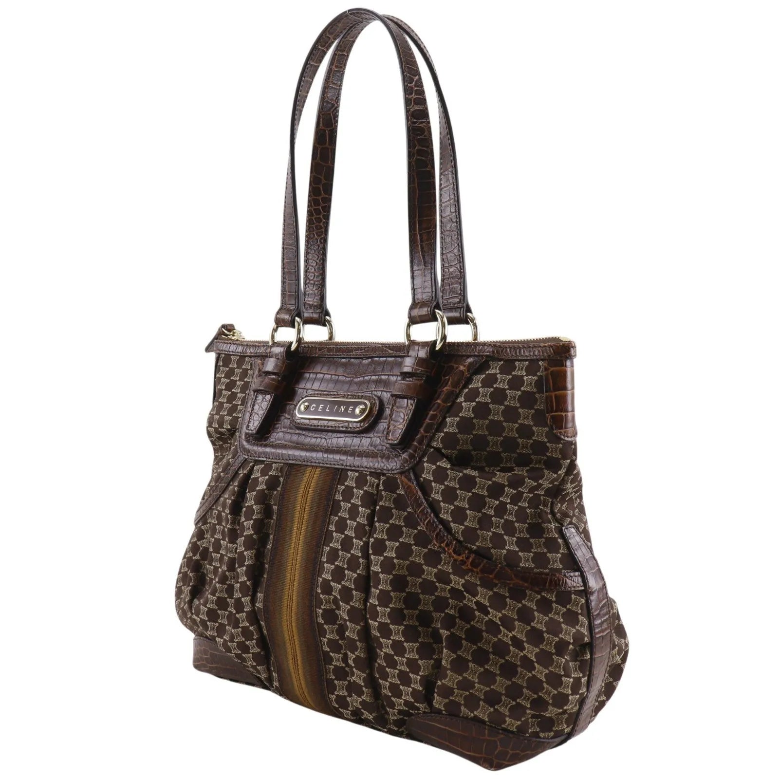 Celine Macadam Macadam with leather, Brown, Leather, Tote Bag