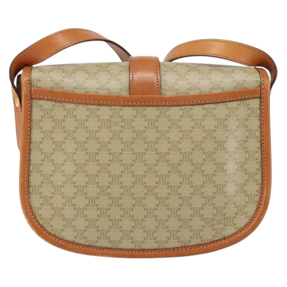 Celine Vintage Macadam Canvas and Leather, Beige, Canvas, Shoulder Bag