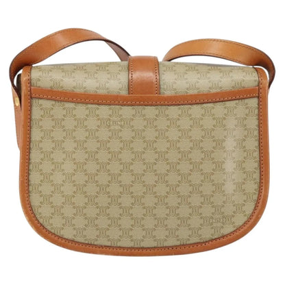 Celine Vintage Macadam Canvas and Leather, Beige, Canvas, Shoulder Bag