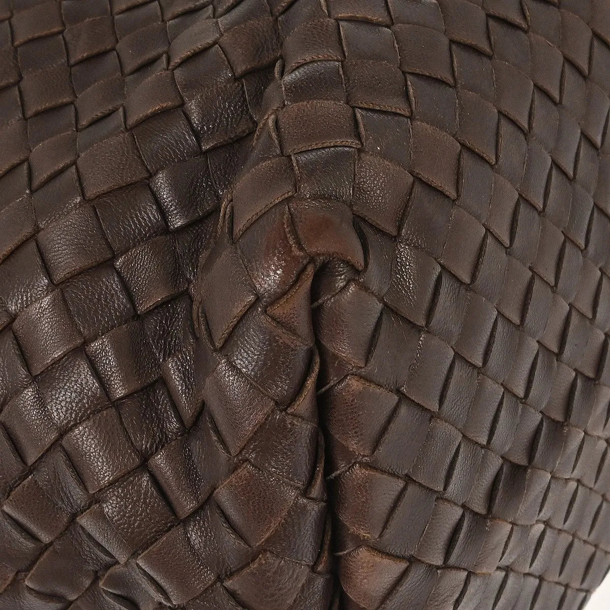 Bottega Veneta Belted Handle Tote Intrecciato Nappa, Brown, Leather, Tote Bag