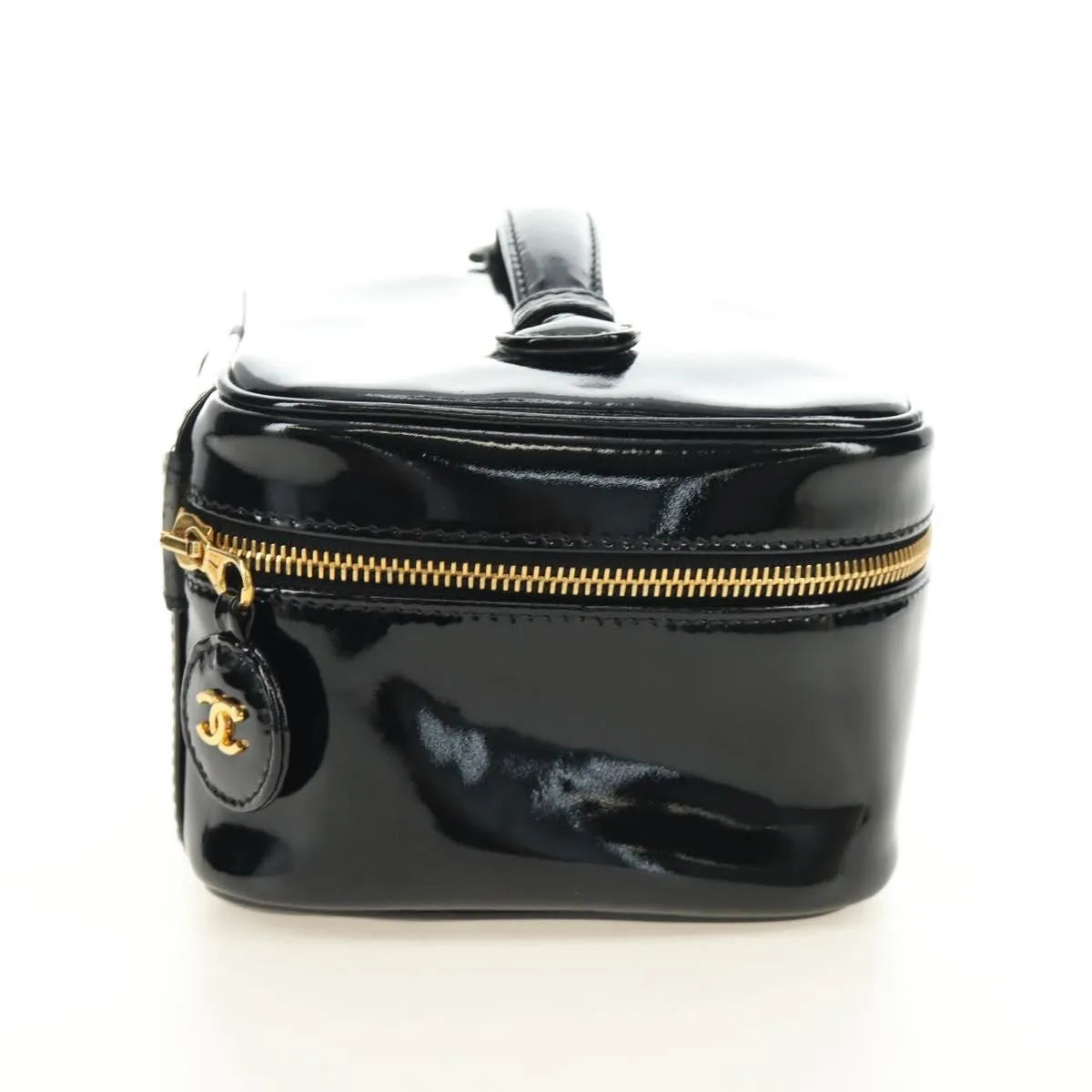 Chanel Vintage Timeless Cosmetic Case Patent, Black, Patent Leather, Handbag
