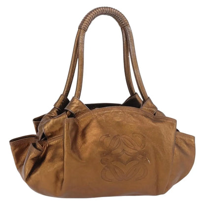 Loewe Anagram Logo Nappa Aire Hand Leather, Gold, Leather, Handbag