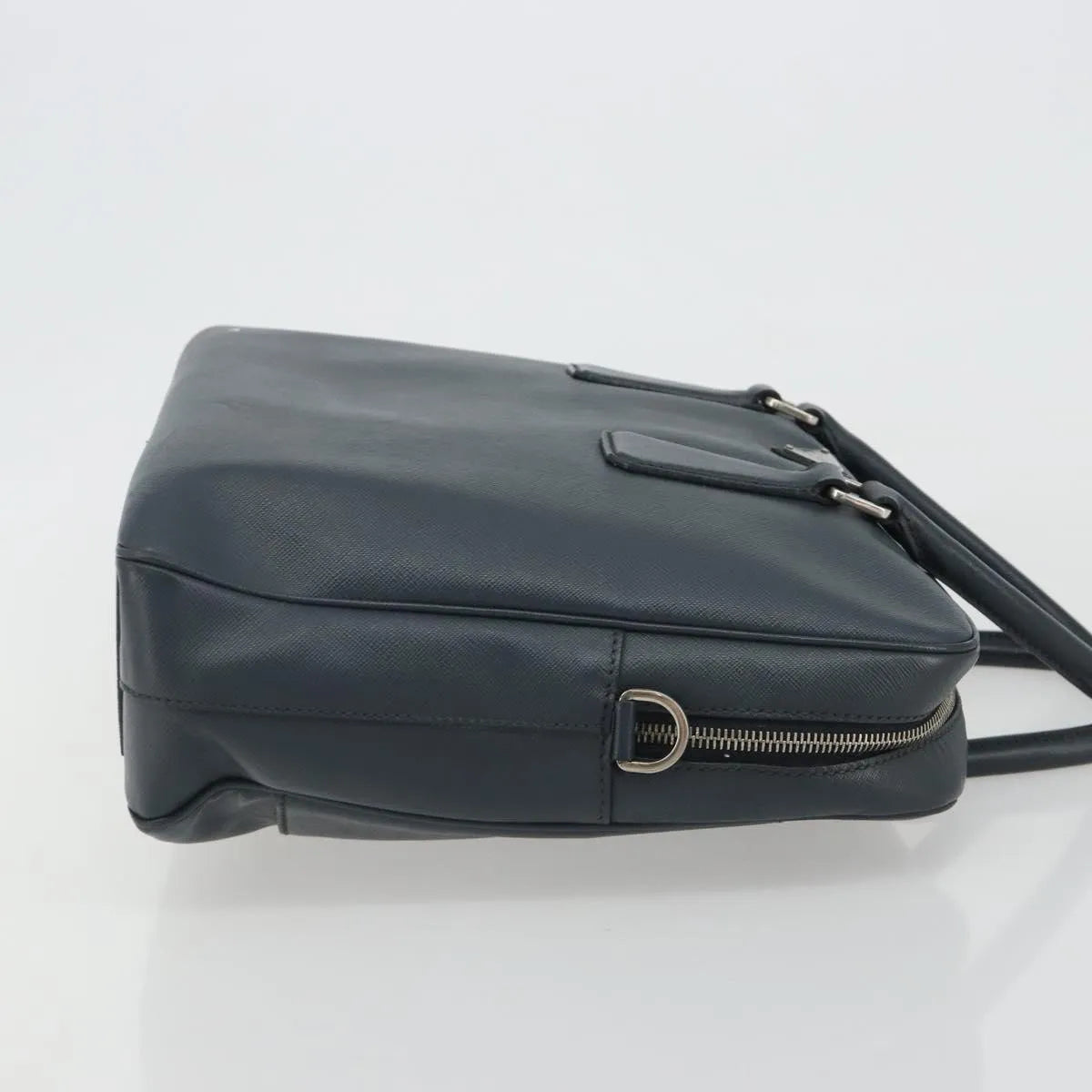 Prada Zip Around Saffiano Leather, Navy, Leather, Briefcase