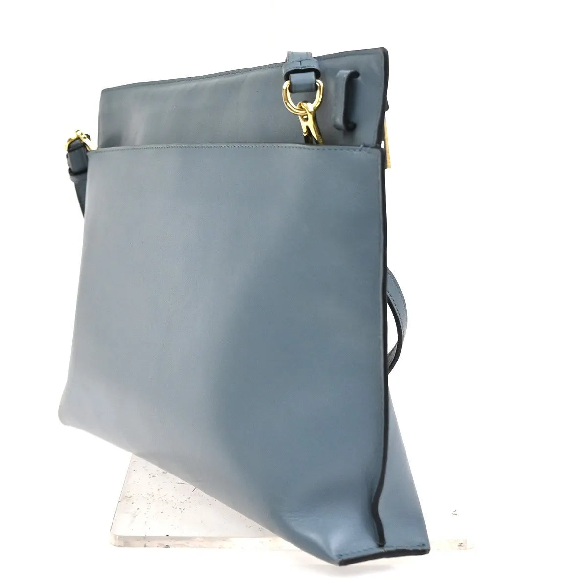 Loewe T Messenger Leather, Blue, Leather, Shoulder Bag