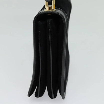 Salvatore Ferragamo Gancini Suede, Black, Suede, Shoulder Bag