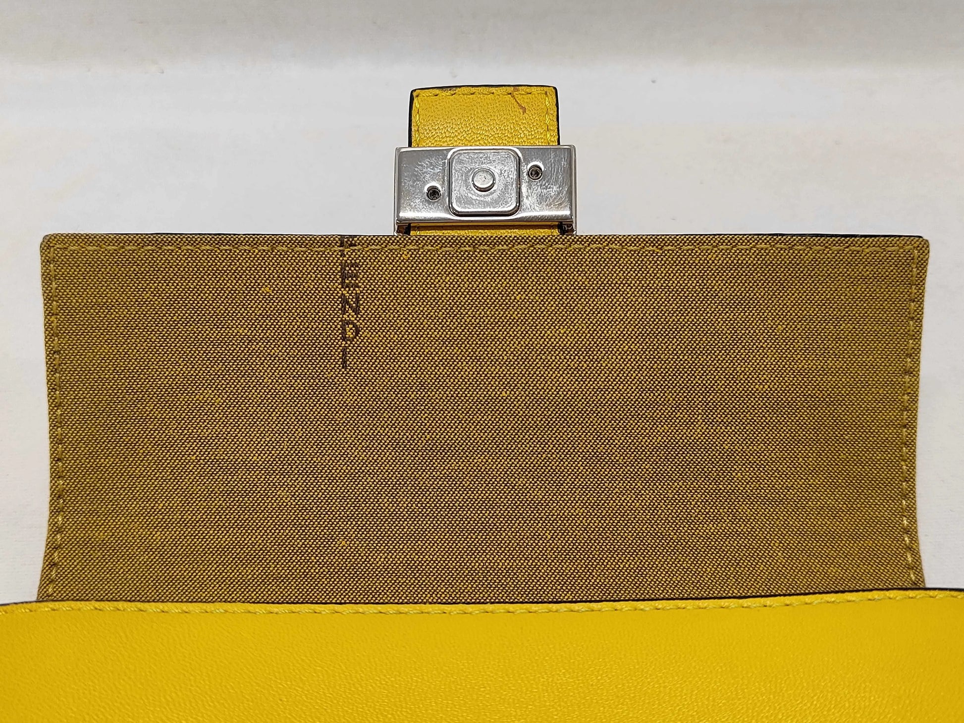 Fendi Baguette Leather, Yellow, Leather, Shoulder Bag