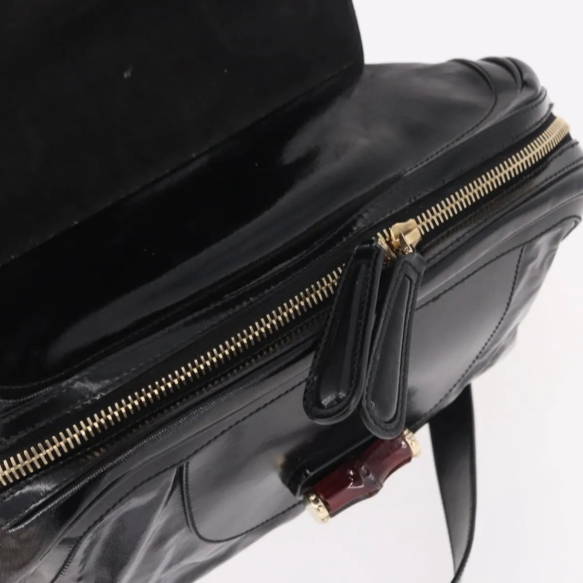 Gucci Pop Bamboo Handle Dialux Coated Canvas, Black, PVC, Handbag