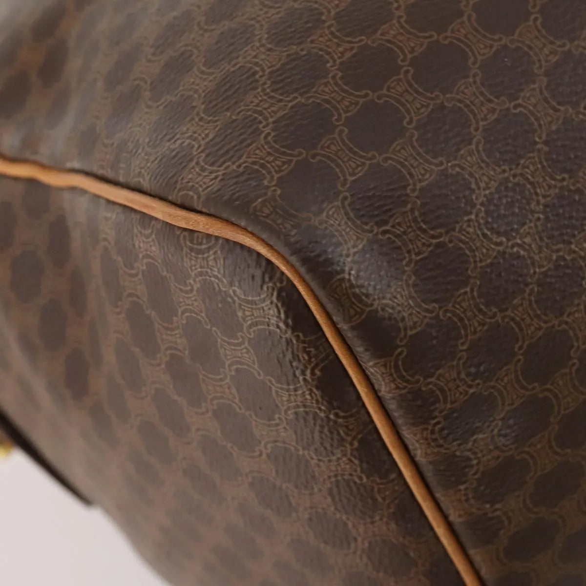 Celine Vintage Duffle Canvas and Leather, Brown, Canvas, Travel Bag