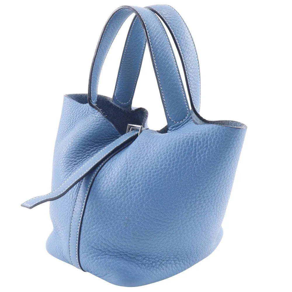 Hermes Picotin Lock Clemence, Blue, Leather, Handbag