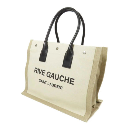 Saint Laurent Rive Gauche Felt and leather, Beige, Canvas, Tote Bag