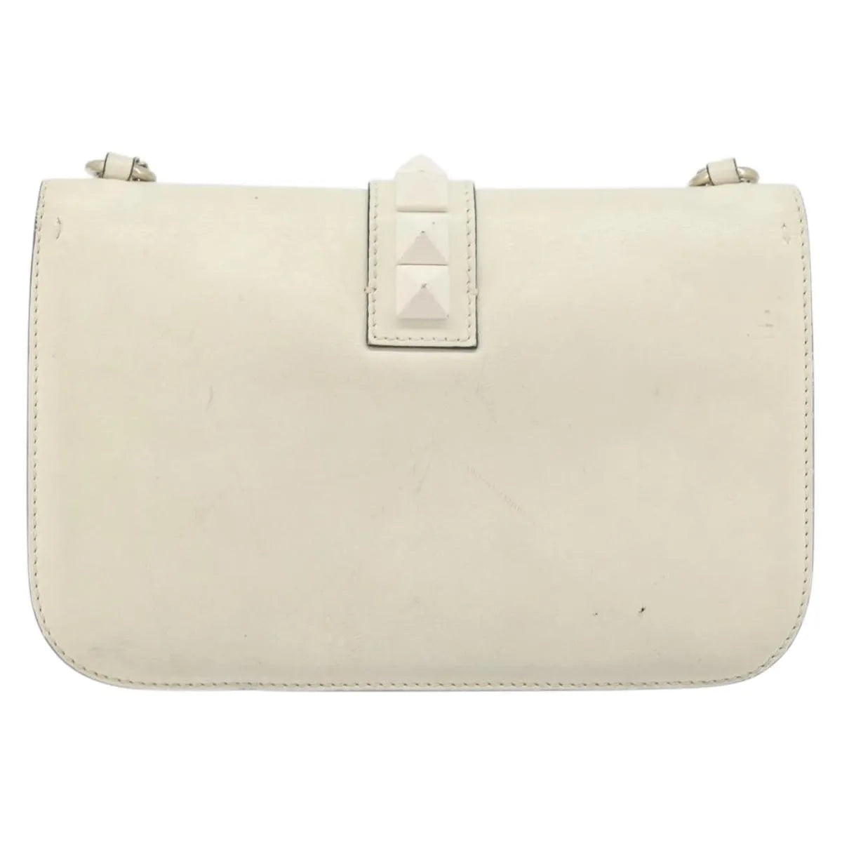 Valentino Garavani Glam Lock Leather, White, Leather, Shoulder Bag