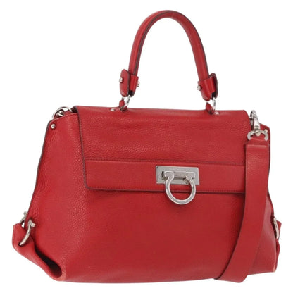 Salvatore Ferragamo Sofia Satchel Leather, Red, Leather, Handbag