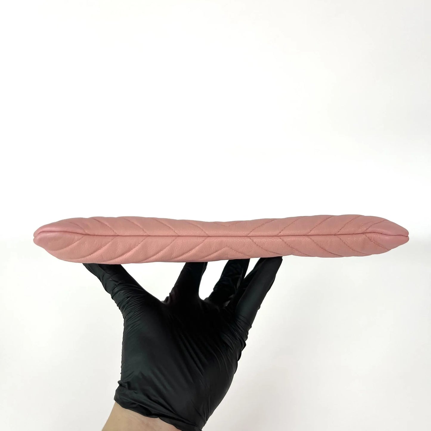 Chanel O Case Clutch Chevron Caviar, Pink, Leather, Clutch