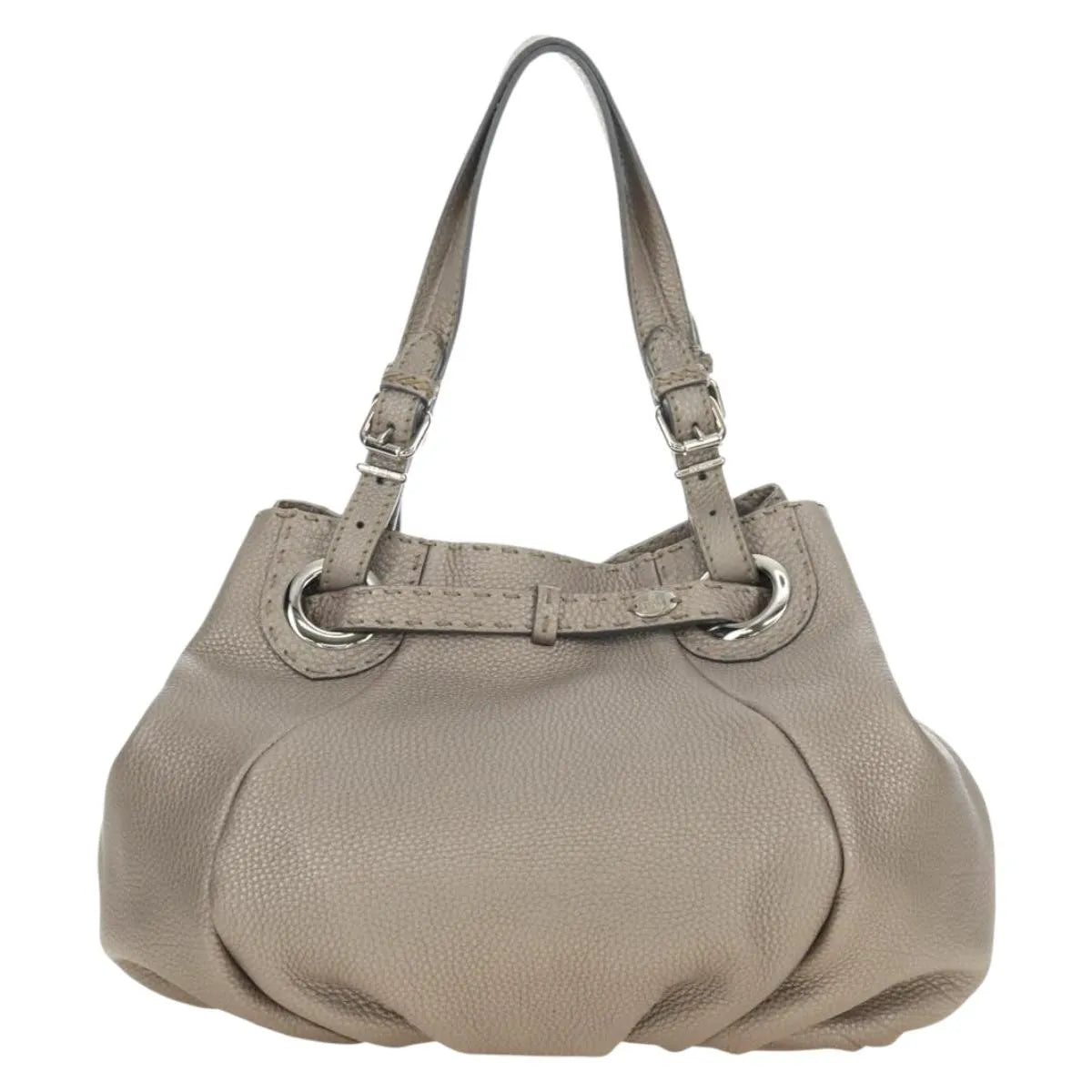 Fendi Selleria Pomodorino Leather, Gray, Leather, Tote Bag