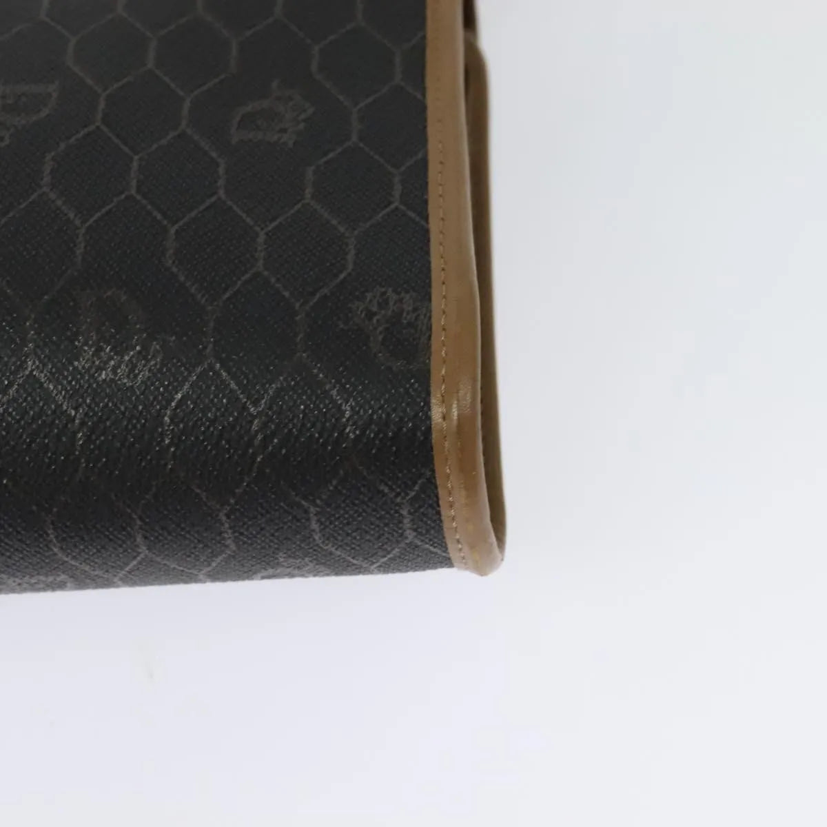 Christian Dior Vintage Honeycomb Flap Coated Canvas, Black, Canvas, Shoulder Bag