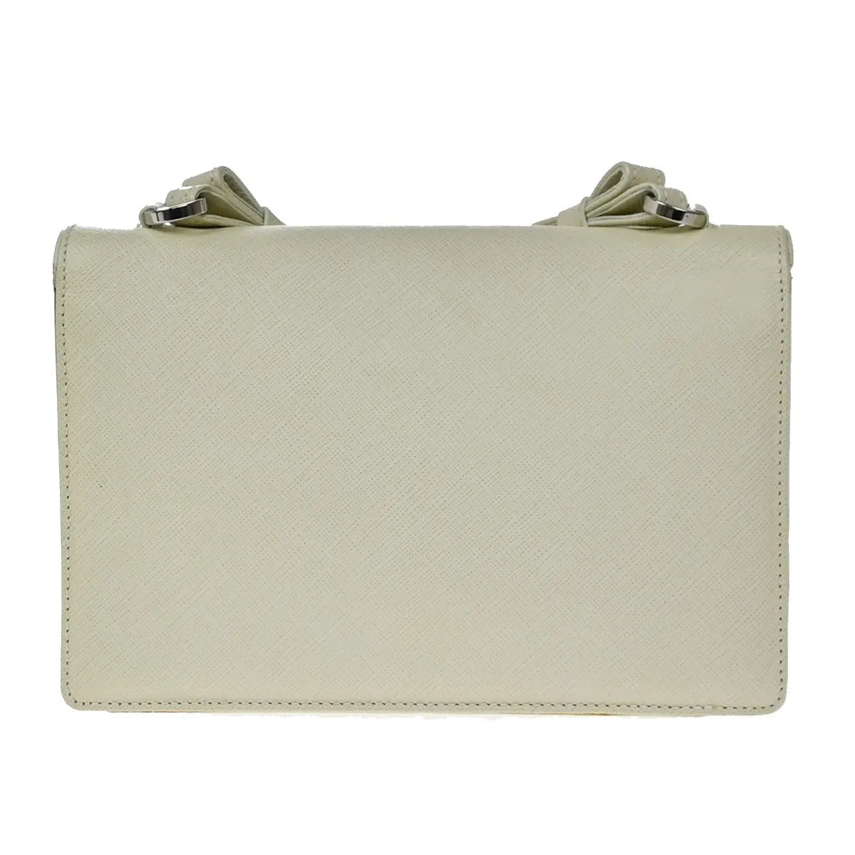 Salvatore Ferragamo Gancini Leather, White, Leather, Shoulder Bag