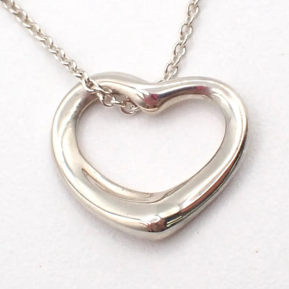Tiffany & Co. Elsa Peretti Open Heart Pendant Sterling Silver, Silver, Silver, Necklace