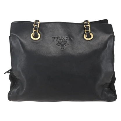 Prada Shoulder Leather, Black, Leather, Shoulder Bag