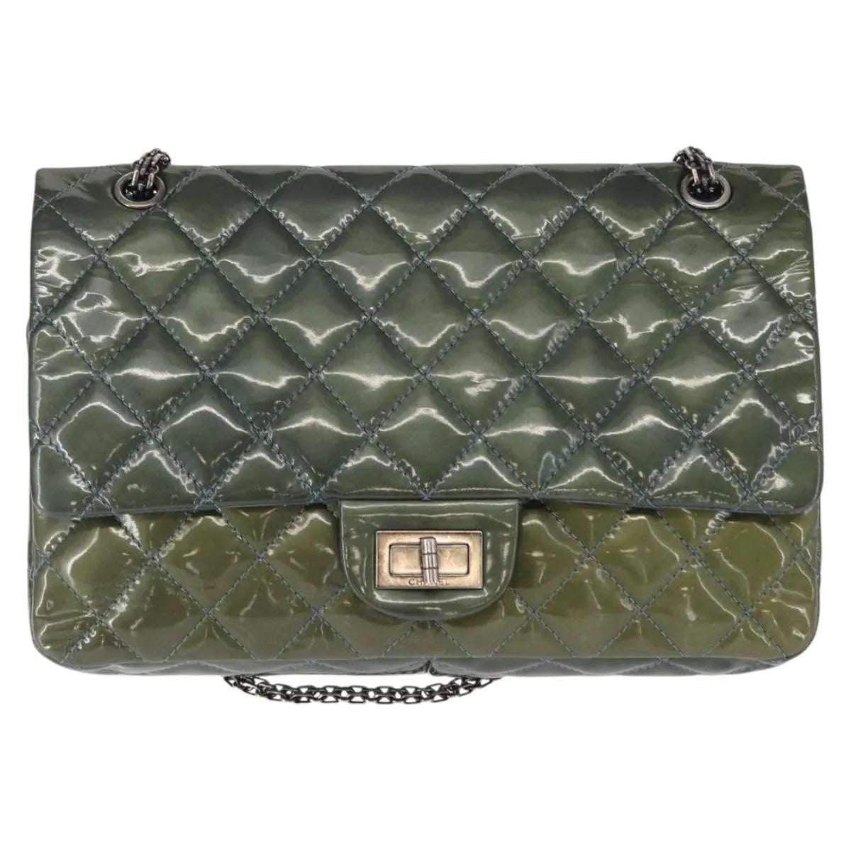 Chanel Reissue 2.55 Flap Quilted Patent, Green, Metal, Shoulder Bag