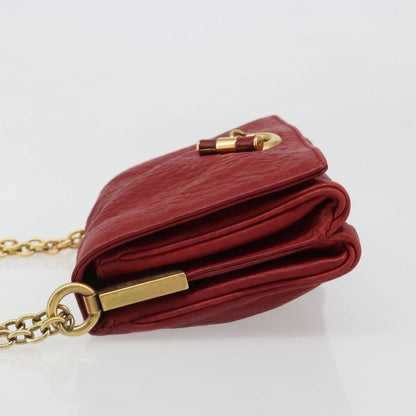 Saint Laurent Chain Leather, Red, Leather, Shoulder Bag