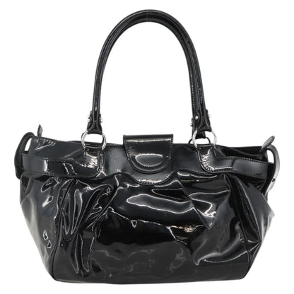 Salvatore Ferragamo Gancini Patent Leather, Black, Patent Leather, Handbag