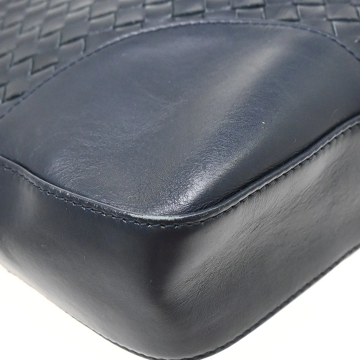 Bottega Veneta Belted Snap Tote Intrecciato Nappa, Navy, Leather, Tote Bag