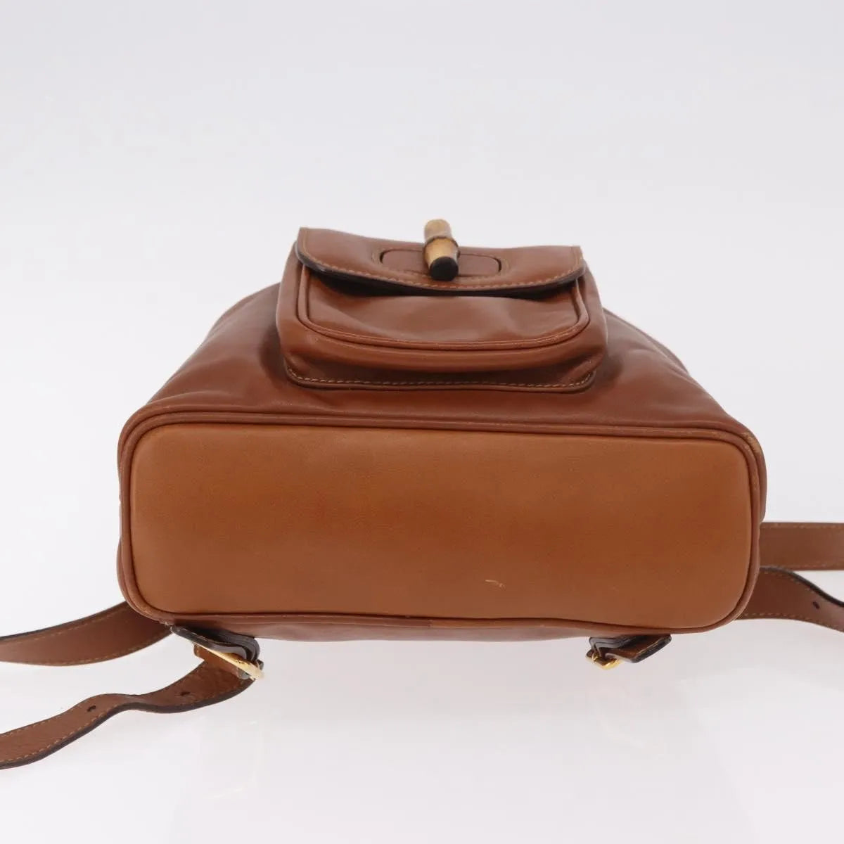 Gucci Vintage Bamboo Leather, Brown, Leather, Backpack