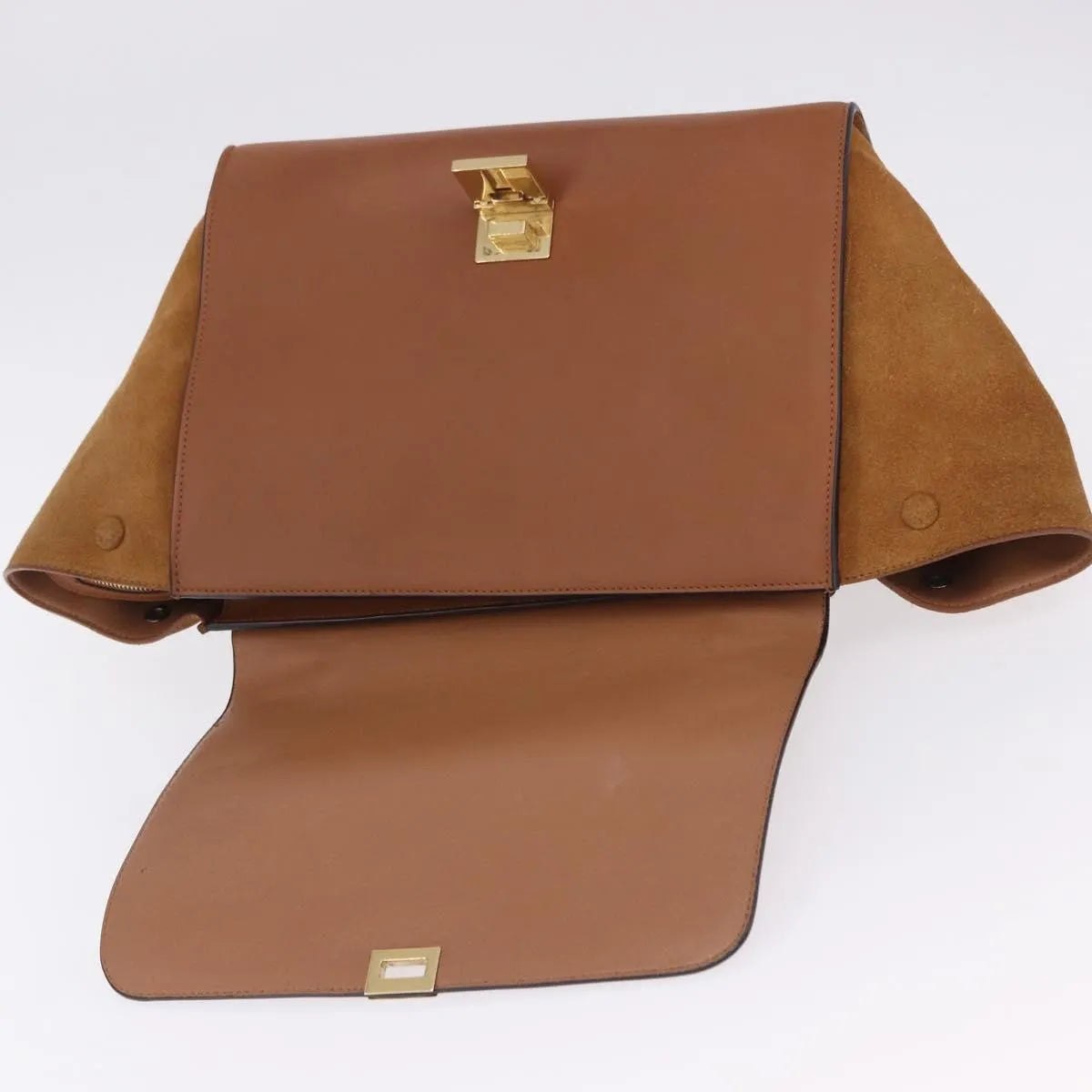 Celine Trapeze Leather, Brown, Leather, Handbag
