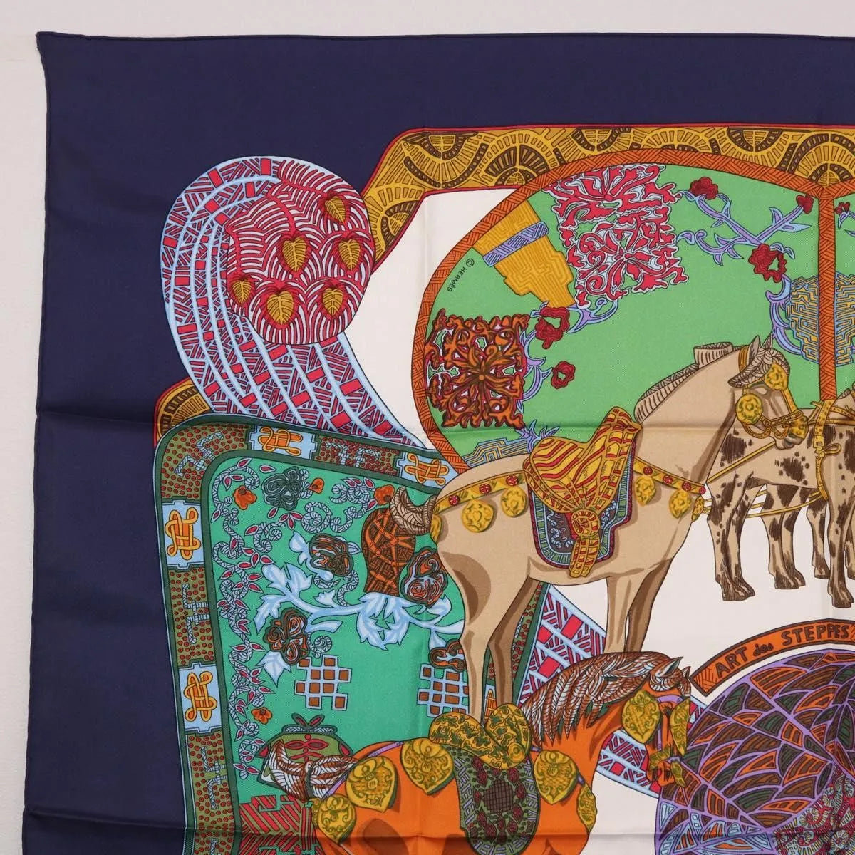Hermes Carré 90 Silk multicolor, Navy, Silk, Scarf