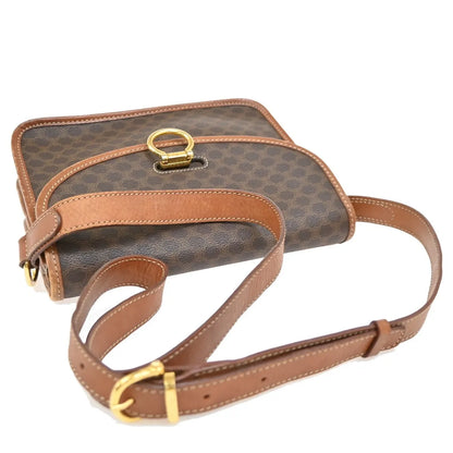 Celine Vintage Macadam Canvas and Leather, Brown, Canvas, Shoulder Bag